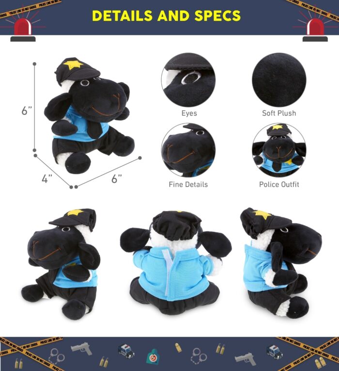 Black Nose Sheep With Police Dress Up Set - 6" Plush - Image 2