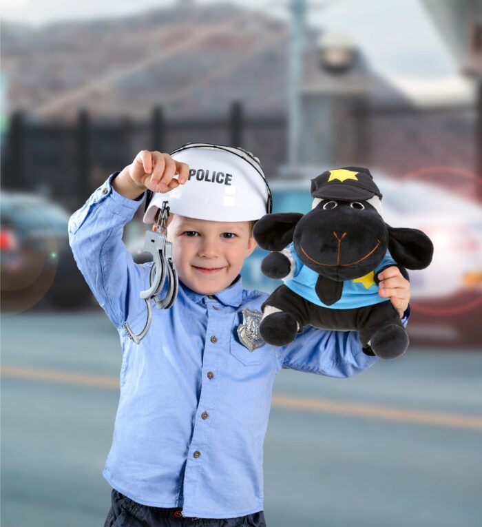 Black Nose Sheep With Police Dress Up Set - 6" Plush - Image 4