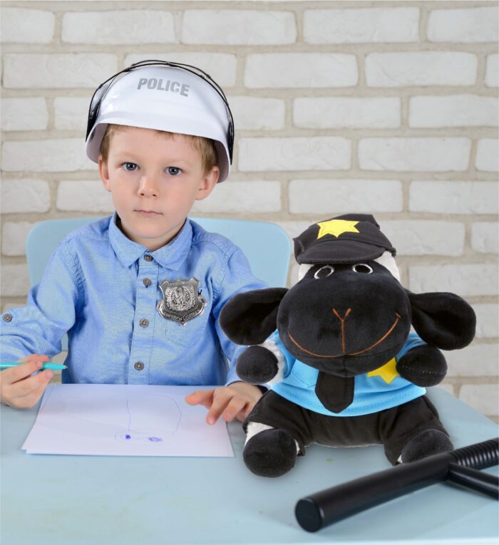 Black Nose Sheep With Police Dress Up Set - 6" Plush - Image 6