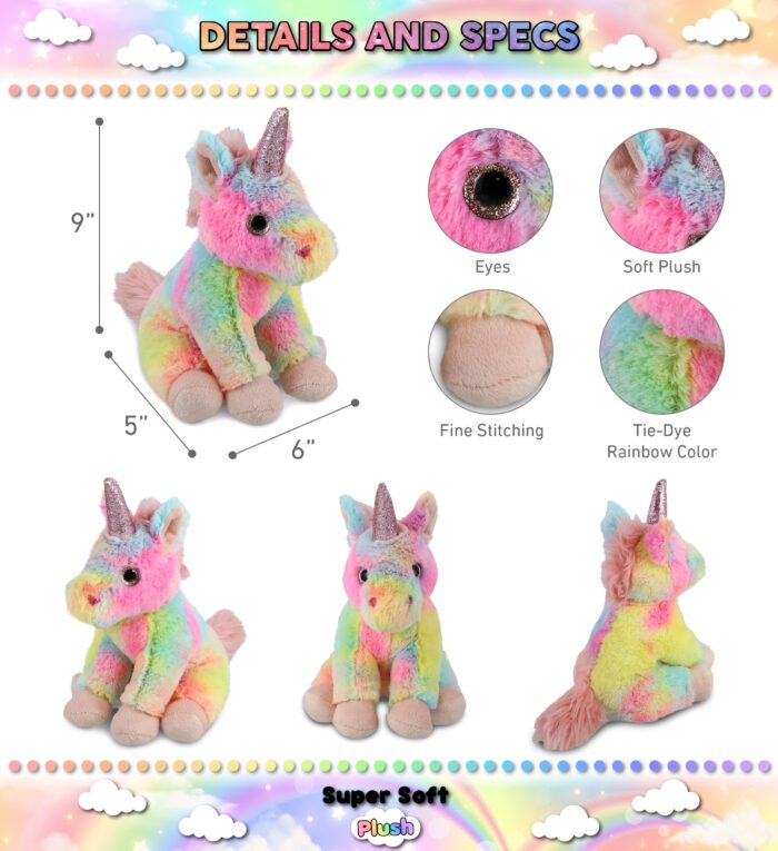 Rainbow Unicorn 9" - Super-Soft Plush - Image 3