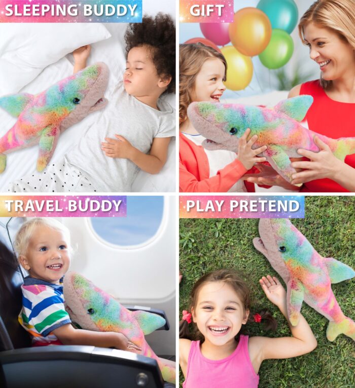 Rainbow Shark Large 23" - Super-Soft Plush - Image 4