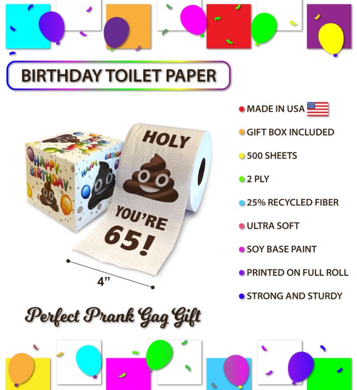 Printed TP - Holy Poop  You're 65 - Bday Number - Image 3