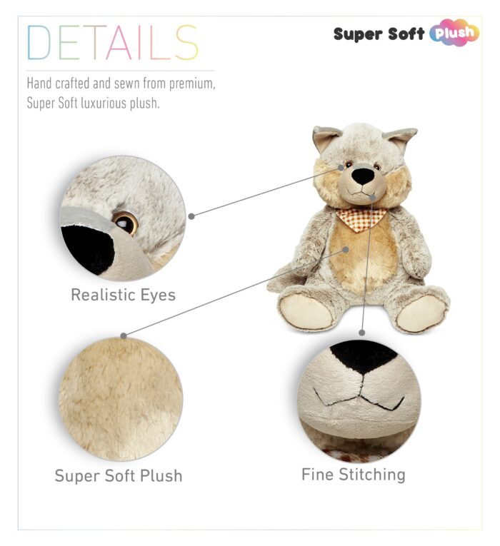 Sitting Grey Wolf Xl - Super Soft Plush - Image 2