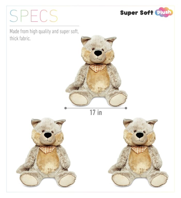Sitting Grey Wolf Xl - Super Soft Plush - Image 3