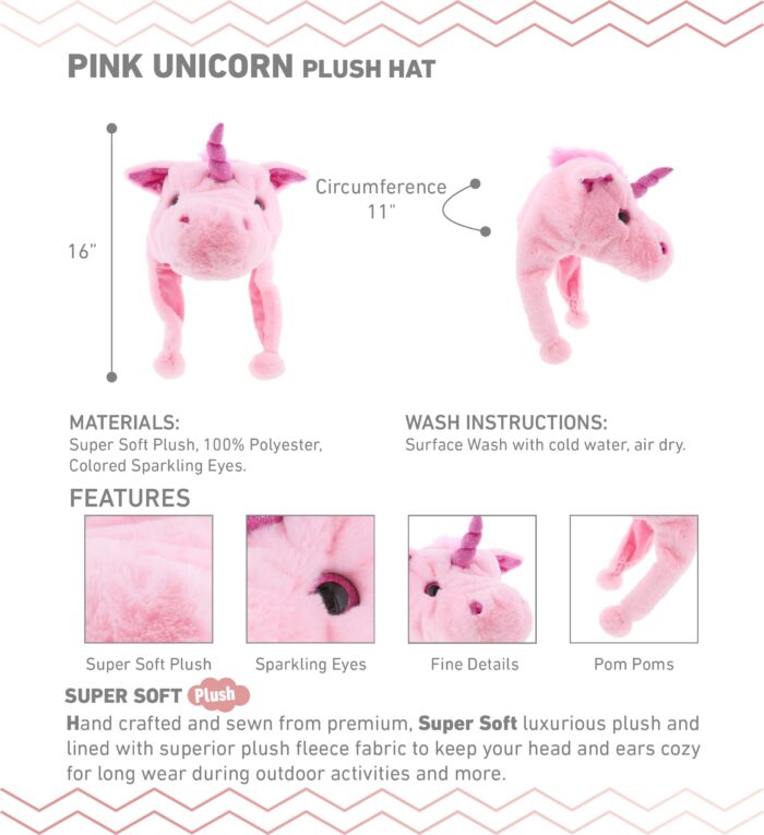 Pink Unicorn - Super Soft Plush Hat - Image 2