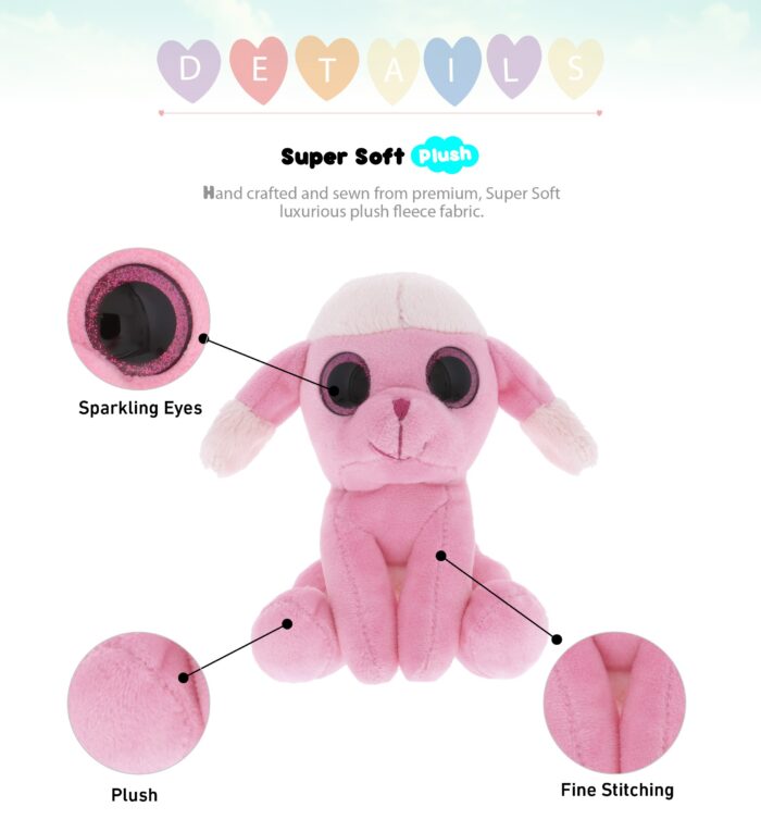 Small Pink Poodle Dog - Sparkle Eyes Plush - Image 2