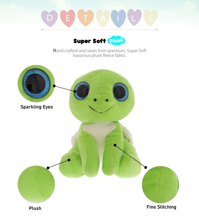 Large Green Sea Turtle - Sparkle Eyes Plush - Image 2
