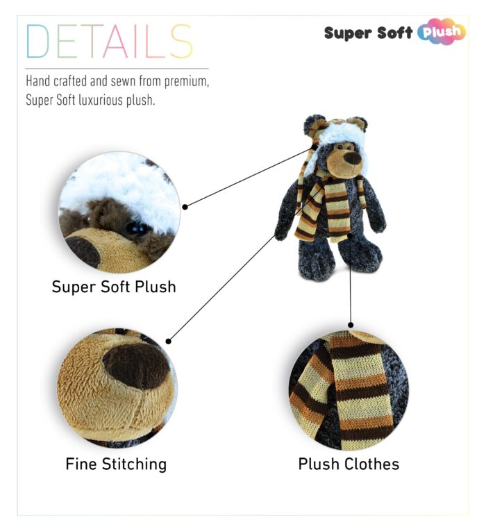 Standing Black Bear - Super Soft Plush With Clothes - Image 2