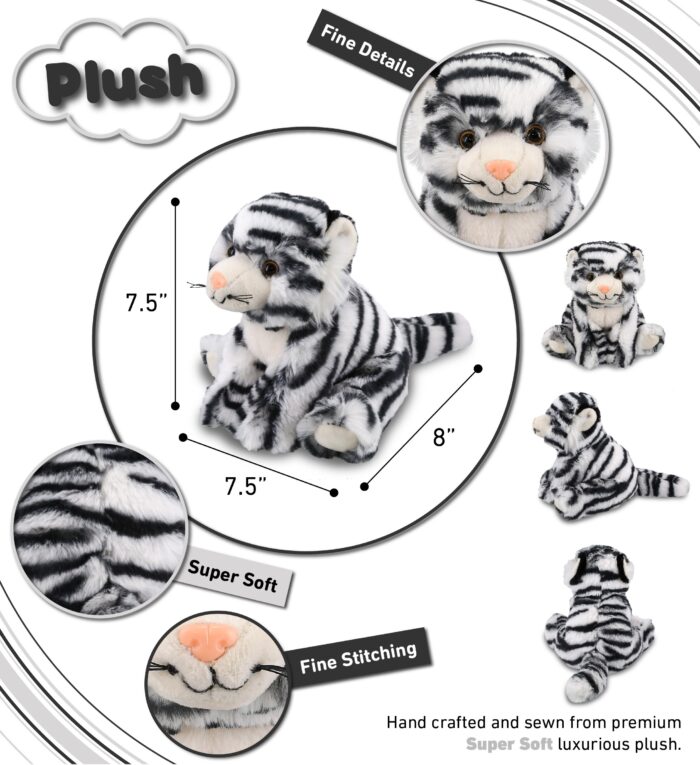 Squat White Tiger 8" - Super-Soft Plush - Image 3