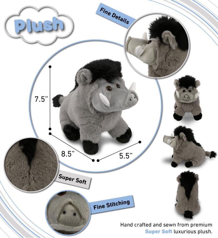 Grey Boar 7.5" - Super-Soft Plush - Image 3