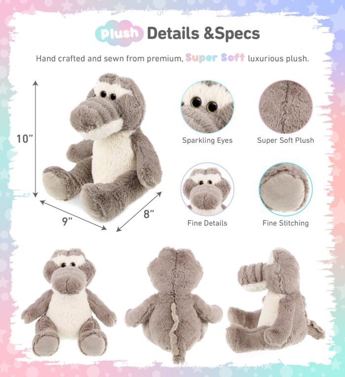 Sitting Grey Alligator - Super-Soft Plush - Image 3