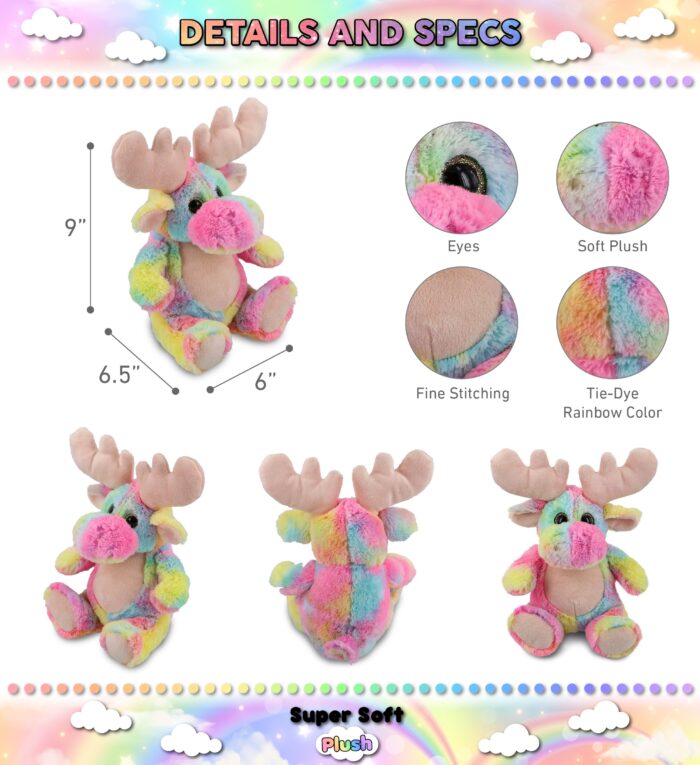 Rainbow Moose 9" - Super-Soft Plush - Image 3