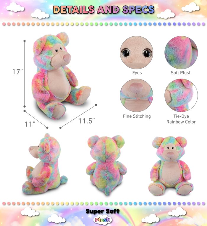 Rainbow Bear Xl 17" - Super-Soft Plush - Image 3