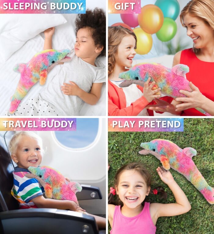 Rainbow Dolphin Small 14" - Super-Soft Plush - Image 4