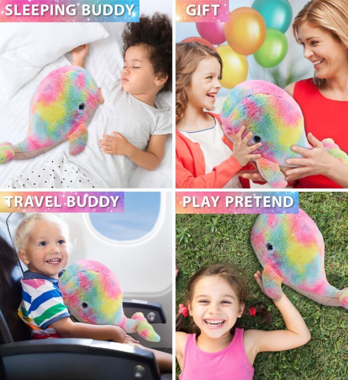 Rainbow Whale Xl 15" - Super-Soft Plush - Image 4