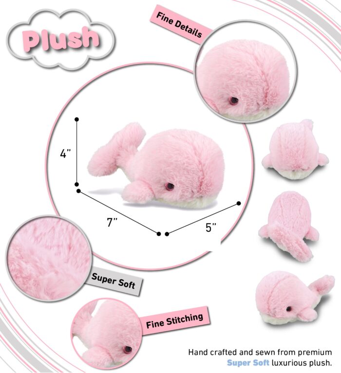 Pink Whale Small 7" - Super-Soft Plush - Image 3