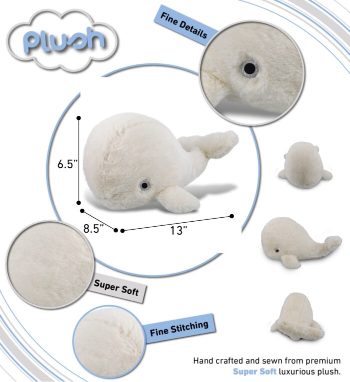 White Whale Large 13" - Super-Soft Plush - Image 3