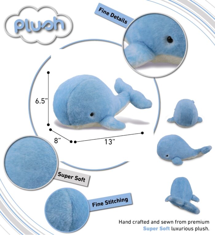 Blue Whale Large 13" - Super-Soft Plush - Image 3
