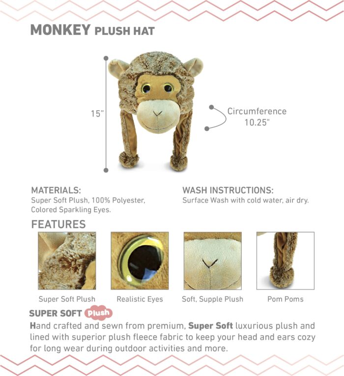 Monkey - Super Soft Plush Hat - Image 2