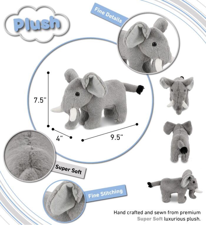 Standing Elephant 7.5" - Super-Soft Plush - Image 3