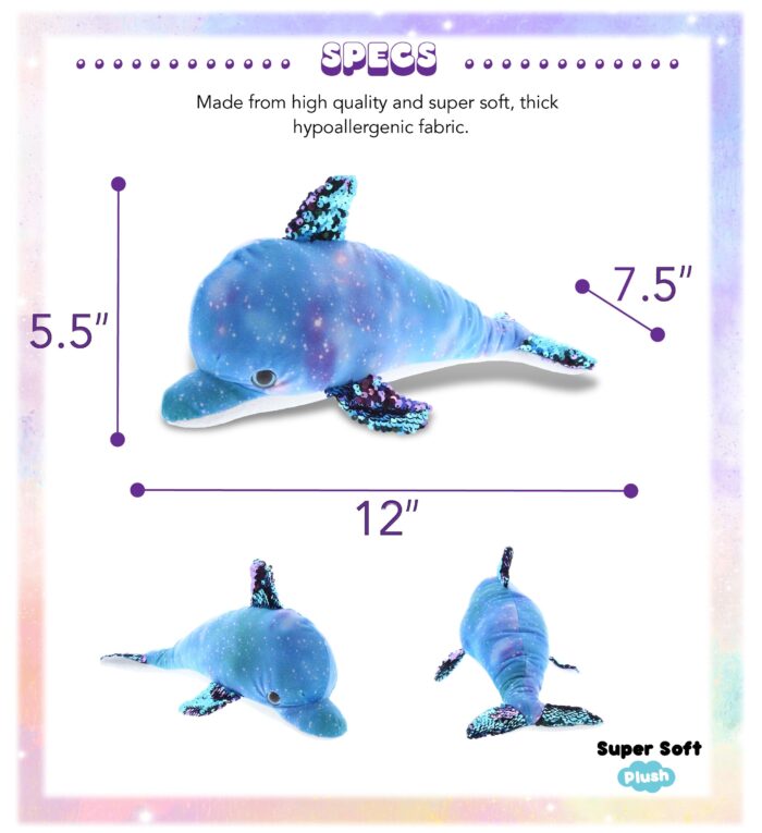 12" Dolphin - Space Sequin Plush - Image 3
