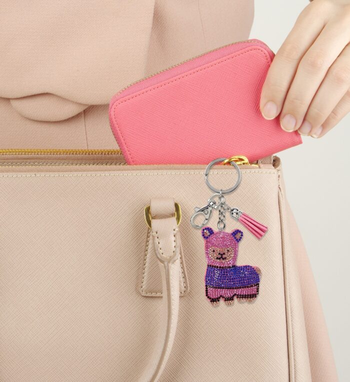 Pink Llama - Sparkling Rhinestones Charm With Tassel - Image 6