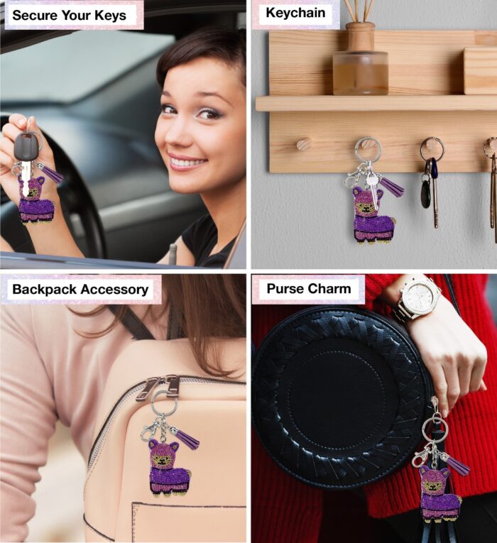 Purple Llama - Sparkling Rhinestones Charm With Tassel - Image 3