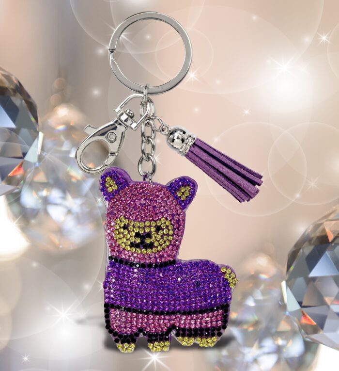 Purple Llama - Sparkling Rhinestones Charm With Tassel - Image 4