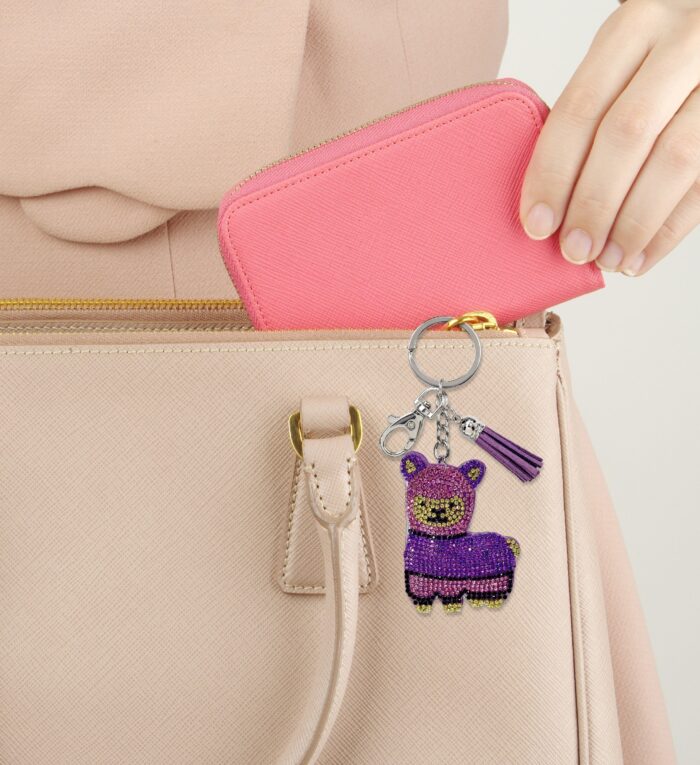 Purple Llama - Sparkling Rhinestones Charm With Tassel - Image 6