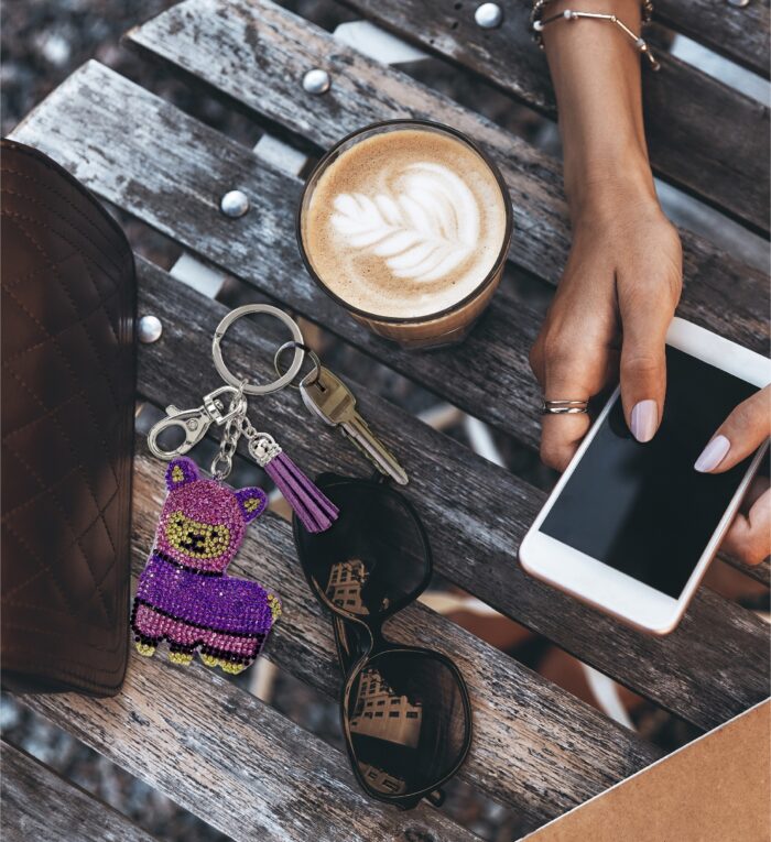 Purple Llama - Sparkling Rhinestones Charm With Tassel - Image 7