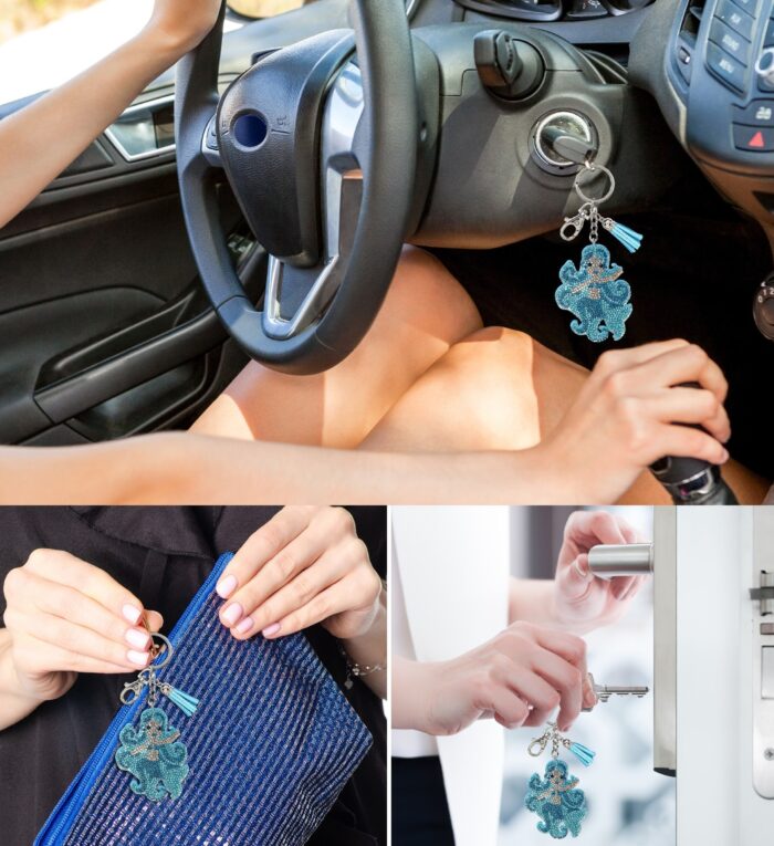 Blue Mermaid - Sparkling Rhinestones Charm With Tassel - Image 5