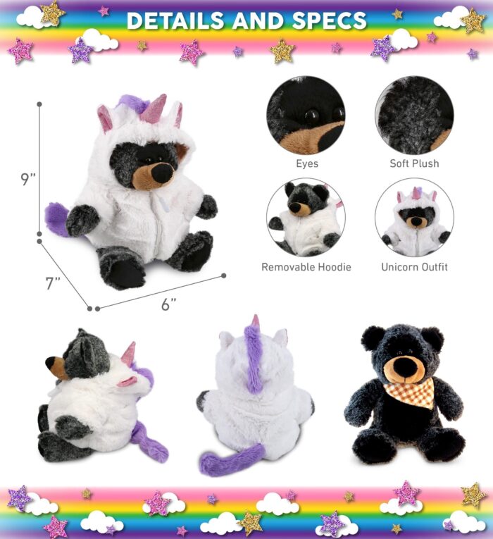 Sitting Black Bear - Unicorn Super-Soft Plush - Image 3
