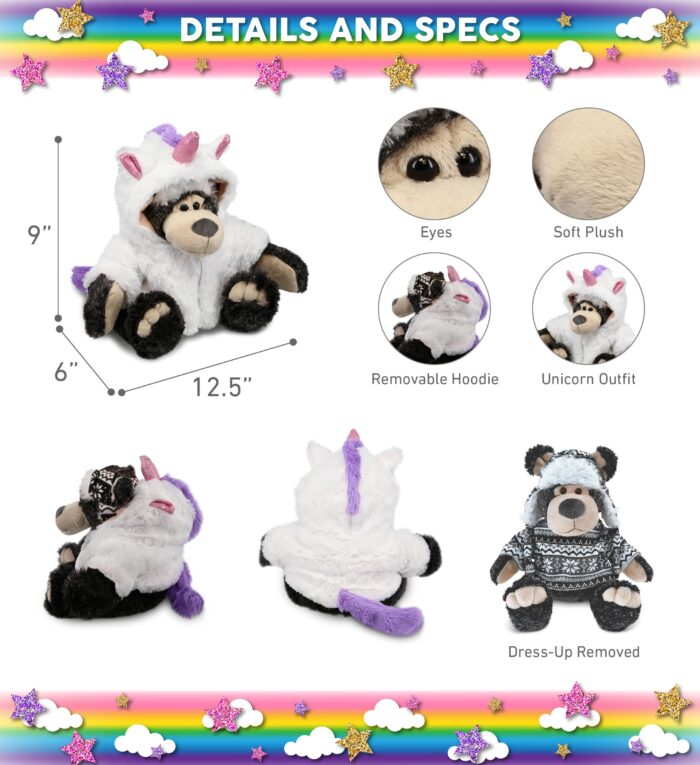 Black Bear - Unicorn Super Soft Plush With Clothes - Image 2
