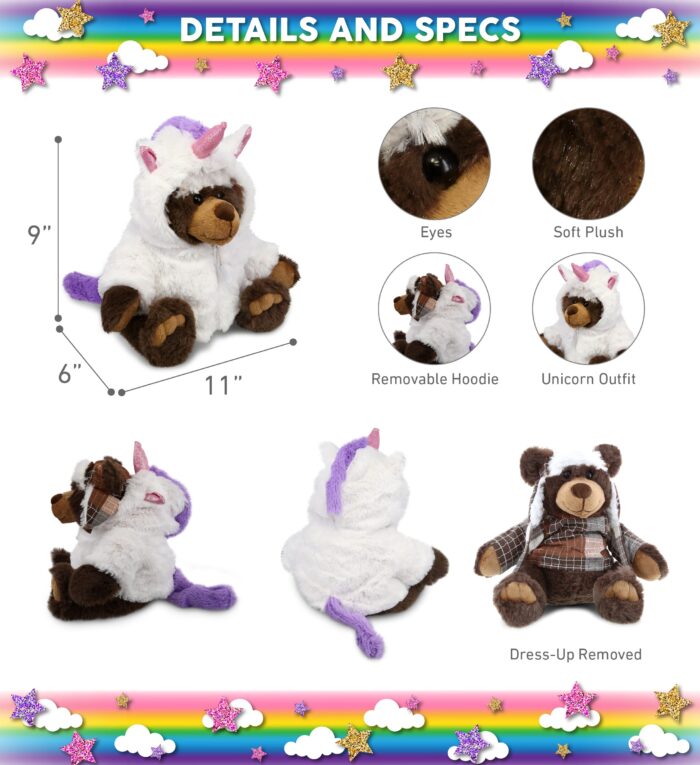 Brown Bear - Unicorn Super Soft Plush With Clothes - Image 2