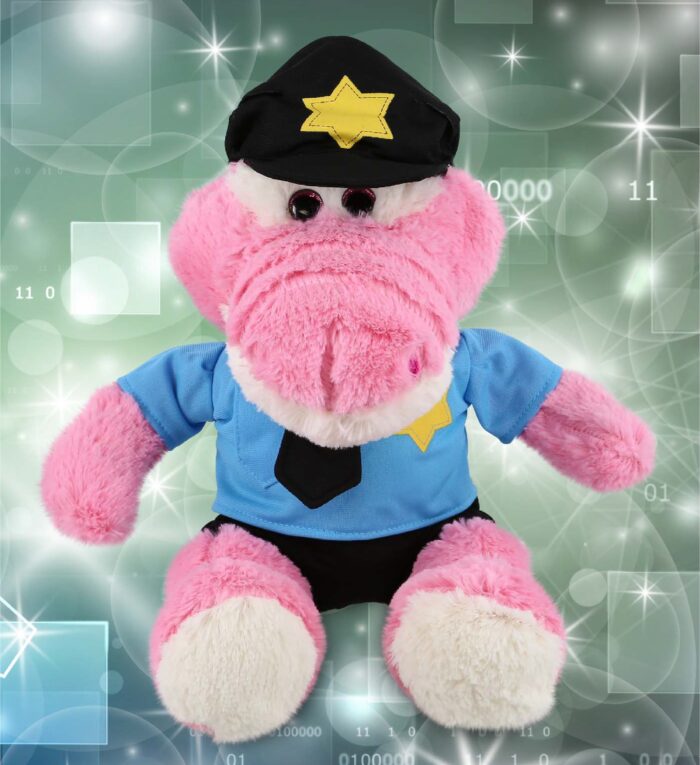 Sitting Pink Alligator With Police Dress Up Set - Super-Soft Plush - Image 5