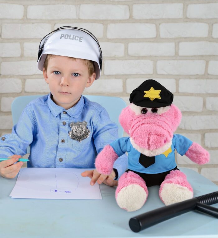 Sitting Pink Alligator With Police Dress Up Set - Super-Soft Plush - Image 6