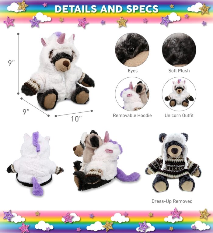 Black Bear - Unicorn Super Soft Plush With Clothes - Image 3