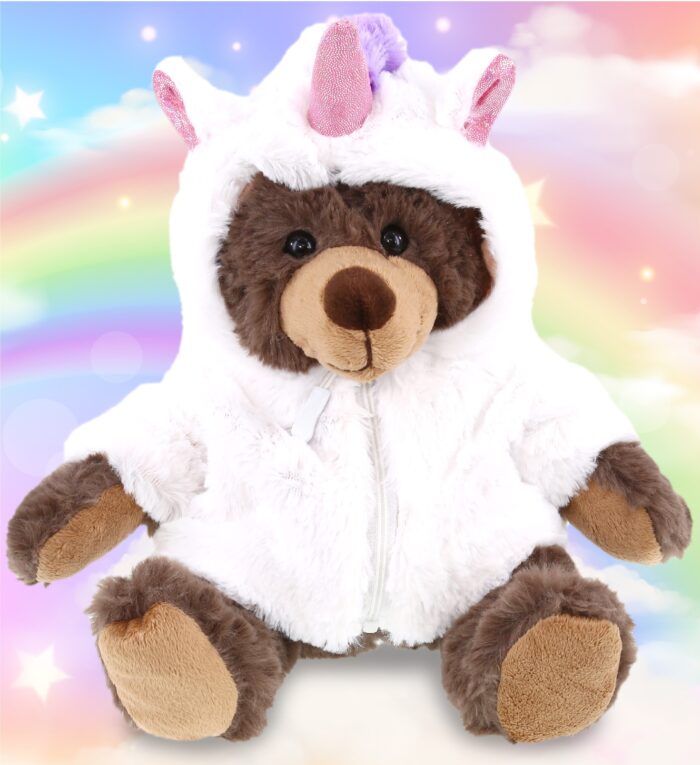 Brown Bear With Unicorn Dress Up Set - Super Soft Plush With Red Plaid Hoodie - Image 4