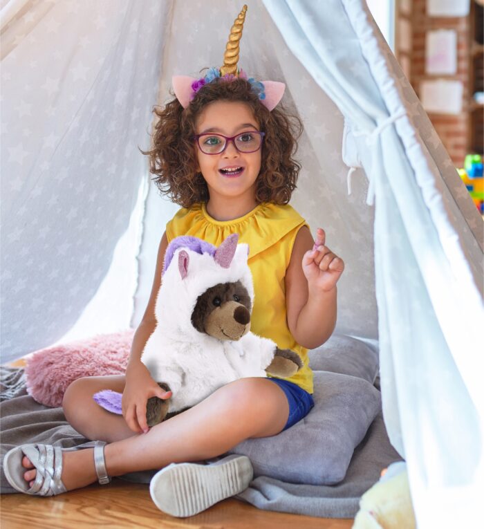 Brown Bear With Unicorn Dress Up Set - Super Soft Plush With Red Plaid Hoodie - Image 5