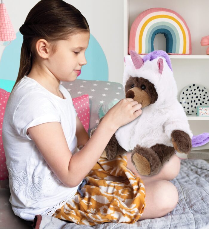 Brown Bear With Unicorn Dress Up Set - Super Soft Plush With Red Plaid Hoodie - Image 6