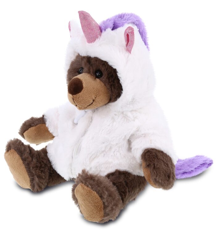 Brown Bear With Unicorn Dress Up Set - Super Soft Plush With Red Plaid Hoodie