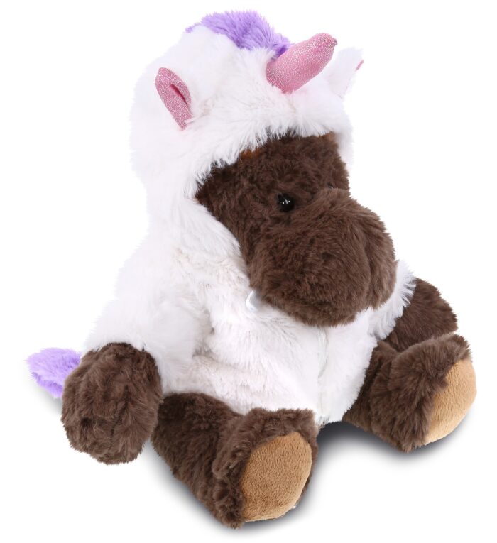 Moose With Unicorn Dress Up Set - Super Soft Plush With Red Plaid Hoodie