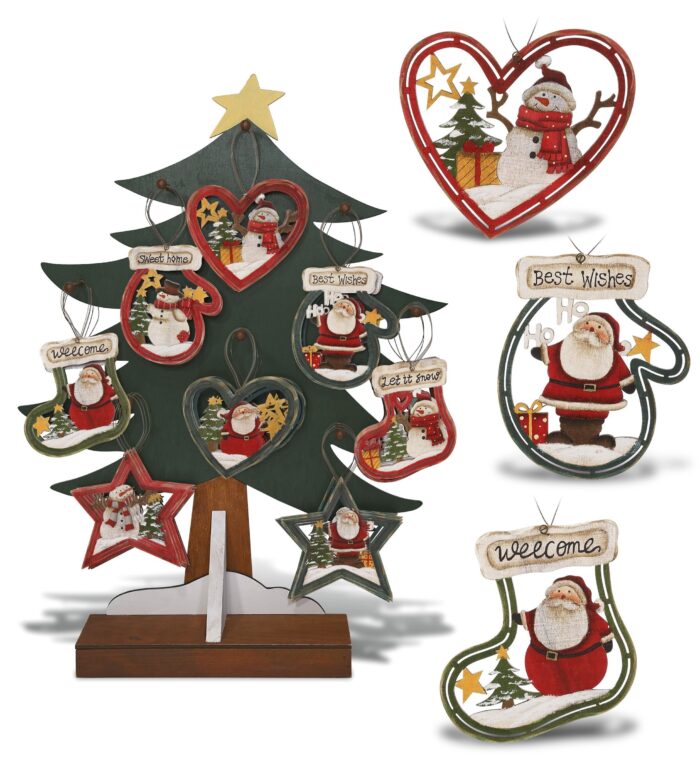 64 Pcs 8 Styles Assorted - Wooden Color Ornaments Package