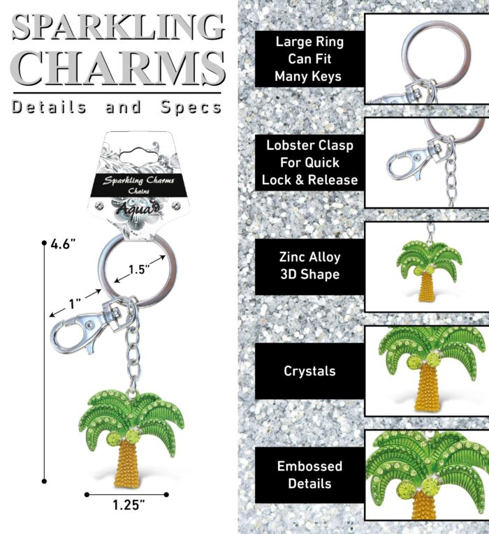 Island Palm Tree Keychain - Sparkling Charms - Image 2