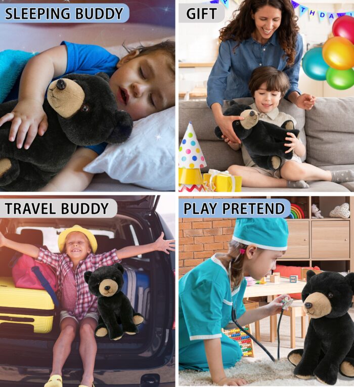 Large Floppy Black Bear 12" - Super-Soft Plush - Image 4