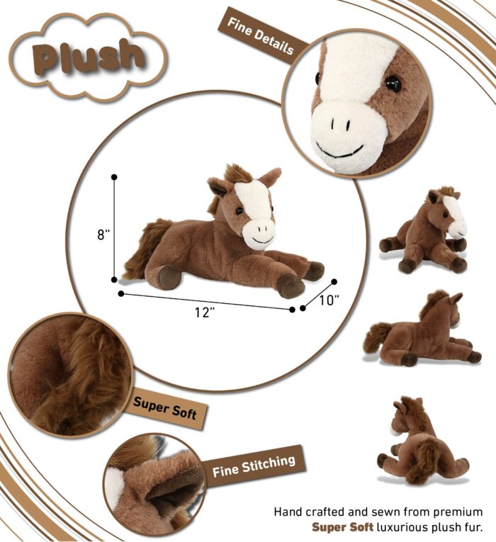 Laying Brown Horse 12" - Super-Soft Plush - Image 3