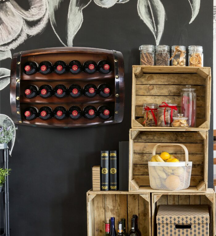 Wall Napoleon - 18 Bottles Wooden Holder - Barrel Shape - Wine Décor - Image 5