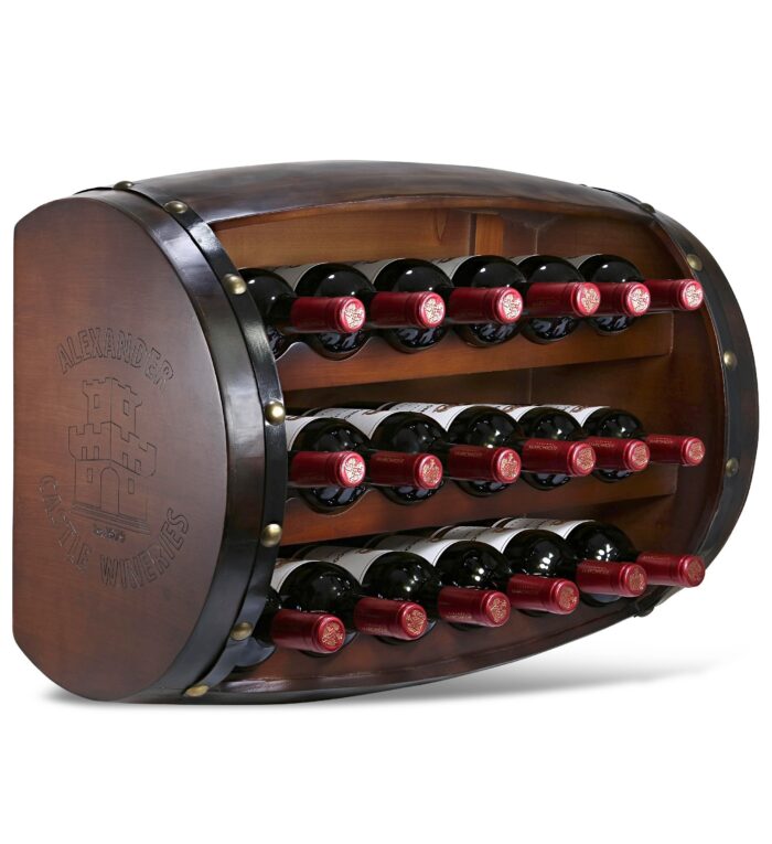 Wall Napoleon - 18 Bottles Wooden Holder - Barrel Shape - Wine Décor