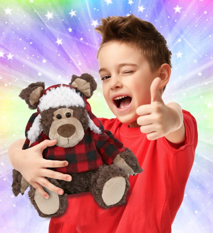 Red Plaid Outfit - Grizzly Bear - Super Soft Plush - Image 2