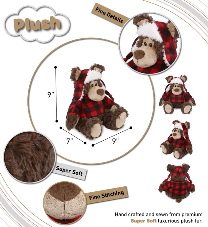 Red Plaid Outfit - Grizzly Bear - Super Soft Plush - Image 3